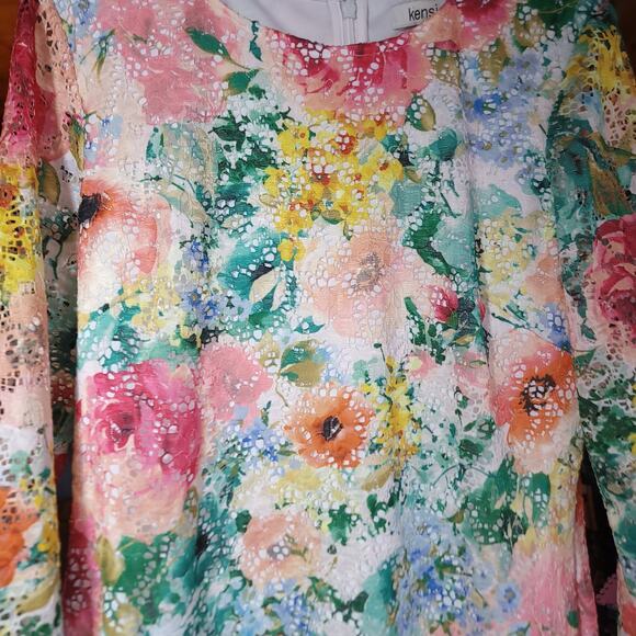 Kensie Dress Size 12 Womens Floral Shift Multicolored Lace Colorful Summer - Picture 4 of 6
